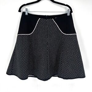 Annie 50 Black White Polka Dot Skirt Flounce A-Line Midi Size L Pin-up Coquette‎